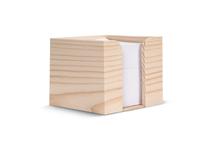 Bloc-notes en boîte bois à personnalisable 10 x 10 x 8,5 cm Nature