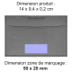 Étui avec dimensions et zone de personnalisation. Étui avec dimensions et zone de personnalisation.
