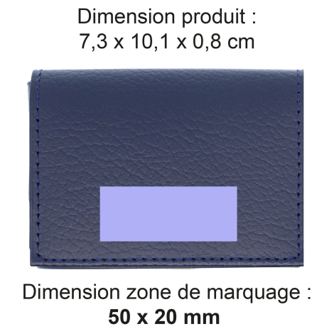 Porte-cartes avec dimensions et zone de marquage.