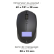 Vue de dessus de la souris avec indication des dimensions du produit et de la zone de marquage située sur la partie inférieure d Vue de dessus de la souris avec indication des dimensions du produit et de la zone de marquage située sur la partie inférieure d