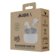 Présentation des écouteurs dans leur emballage en carton, mettant en avant les matériaux recyclés, les commandes tactiles, l’ass Présentation des écouteurs dans leur emballage en carton, mettant en avant les matériaux recyclés, les commandes tactiles, l’ass
