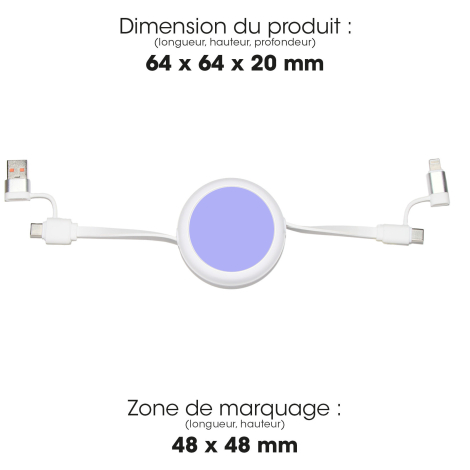 Boîtier avec dimensions et zone de marquage.