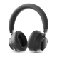 Casque audio sans fil noir au design enveloppant, avec arceau rembourré et larges coussinets circum-auriculaires. Casque audio sans fil noir au design enveloppant, avec arceau rembourré et larges coussinets circum-auriculaires.