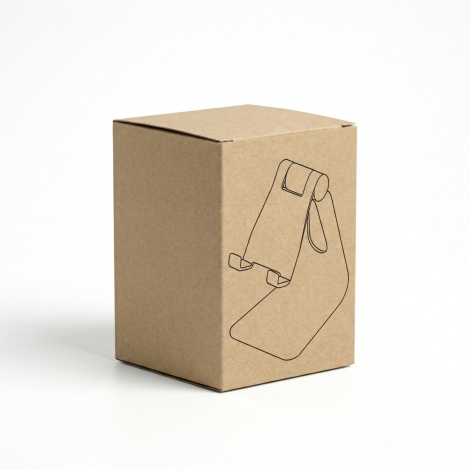 Support pliable pour smartphone présenté dans sa boîte individuelle en carton kraft.