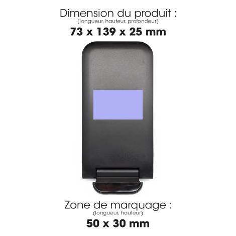 Zone de marquage visible sur chargeur support téléphone à induction