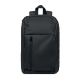 Vue de face du sac à dos noir avec poignée supérieure, compartiment principal zippé et deux poches frontales à fermetures vertic Vue de face du sac à dos noir avec poignée supérieure, compartiment principal zippé et deux poches frontales à fermetures vertic