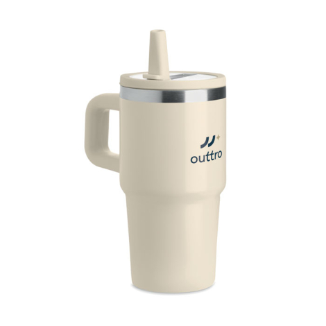Mug 500 ml promotionnel en acier recyclé avec paille Aland