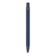 Stylo bille bleu foncé présenté seul, avec un pictogramme et une inscription imprimés sur la partie supérieure du corps. Stylo bille bleu foncé présenté seul, avec un pictogramme et une inscription imprimés sur la partie supérieure du corps.