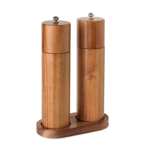 Duo de moulins sel-poivre personnalisé en acacia Tucco Set