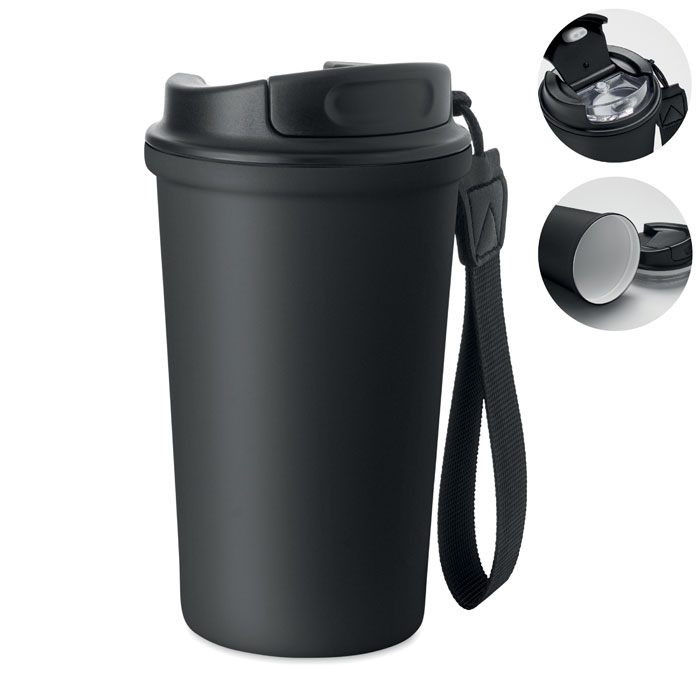 Mug 400 ml en acier recyclé à personnaliser Nakano Noir