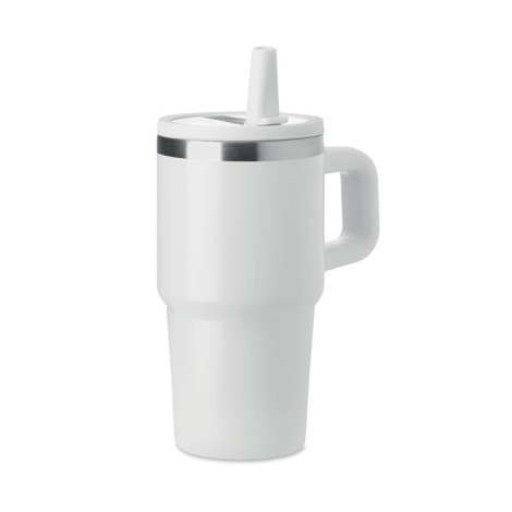 Mug 500 ml promotionnel en acier recyclé avec paille Aland