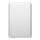 Vue de la face unie d’une batterie externe argentée de forme rectangulaire aux angles arrondis. Vue de la face unie d’une batterie externe argentée de forme rectangulaire aux angles arrondis.