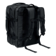Sac à dos noir vu de dos et de trois quarts, avec deux bretelles rembourrées réglables, sangle de poitrine à boucle et panneau d Sac à dos noir vu de dos et de trois quarts, avec deux bretelles rembourrées réglables, sangle de poitrine à boucle et panneau d