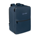 Sac à dos bleu marine de forme rectangulaire, avec poignée supérieure, poche frontale zippée et inscription avec symbole visible Sac à dos bleu marine de forme rectangulaire, avec poignée supérieure, poche frontale zippée et inscription avec symbole visible