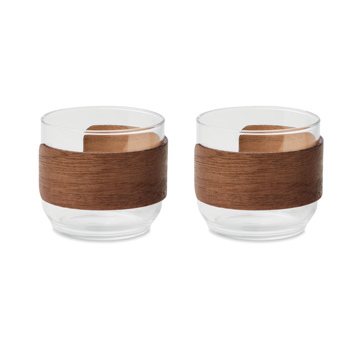 Set de 2 tasses à café en verre personnalisables Bois