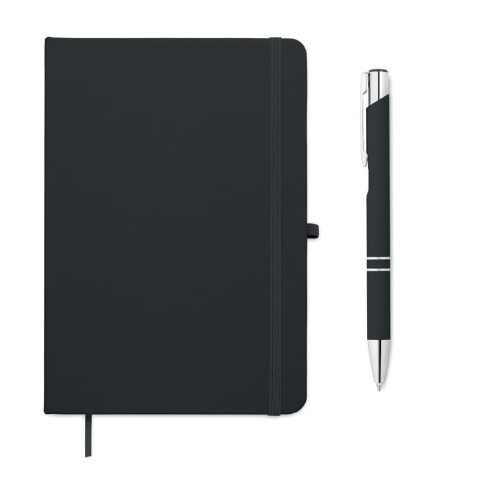 Ensemble personnalisable carnet A5 et stylo recyclés Arcopen Noir