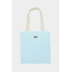 Tote bag Nina bleu azur uni avec deux longues anses écrues et un logo noir personnalisé sur l'étiquette rectangulaire située au Tote bag Nina bleu azur uni avec deux longues anses écrues et un logo noir personnalisé sur l'étiquette rectangulaire située au