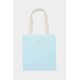 Tote bag Nina bleu azur uni avec deux longues anses écrues et une petite étiquette rectangulaire écrue au centre de la partie su Tote bag Nina bleu azur uni avec deux longues anses écrues et une petite étiquette rectangulaire écrue au centre de la partie su