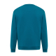 Vue de dos d'un sweat bleu pétrole uni, à manches longues et coupe droite. L'encolure ronde présente une couture en demi-cercle Vue de dos d'un sweat bleu pétrole uni, à manches longues et coupe droite. L'encolure ronde présente une couture en demi-cercle