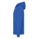 Sweat à capuche bleu vif présenté de profil, montrant la coupe droite, l'épaisseur de la capuche, la couture de l'épaule, la poc Sweat à capuche bleu vif présenté de profil, montrant la coupe droite, l'épaisseur de la capuche, la couture de l'épaule, la poc
