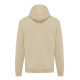 Vue de dos d'un sweat à capuche beige clair, avec manches longues, capuche rabattue sur le haut du dos, couture centrale sur la Vue de dos d'un sweat à capuche beige clair, avec manches longues, capuche rabattue sur le haut du dos, couture centrale sur la