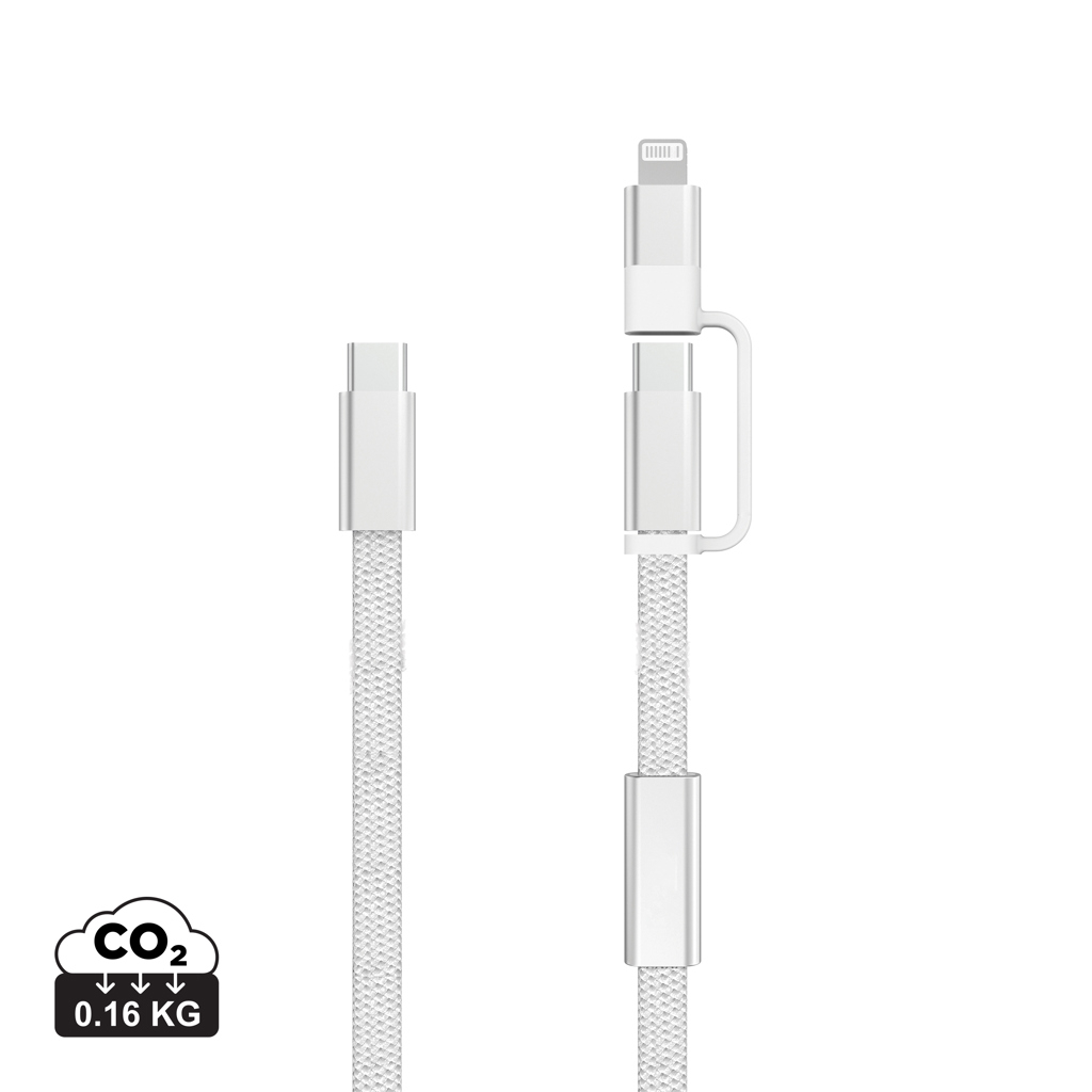 Câble de recharge personnalisable 2-en-1 recyclé Arc Gris