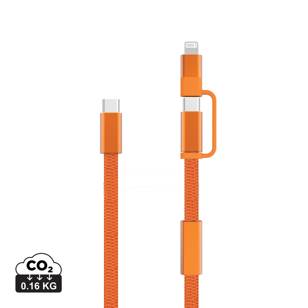 Câble de recharge personnalisable 2-en-1 recyclé Arc Orange