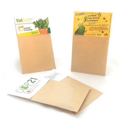 Sachet de graines publicitaire en Kraft brun 70 x 120 mm