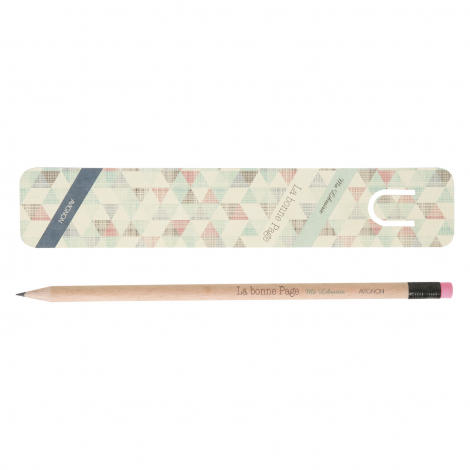 Marque-page publicitaire et crayon vernis incolore - 17,6 cm