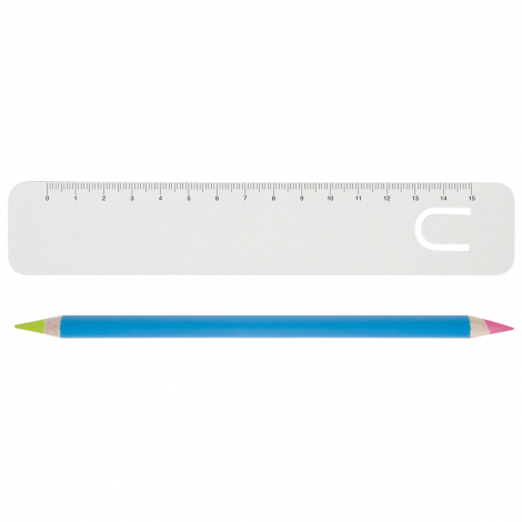 Kit bureau personnalisé règle et crayon fluo - 17,6 cm