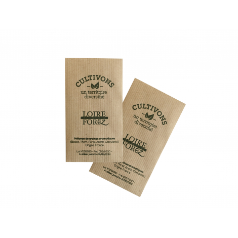 Sachet de graines publicitaire en Kraft brun 70 x 120 mm