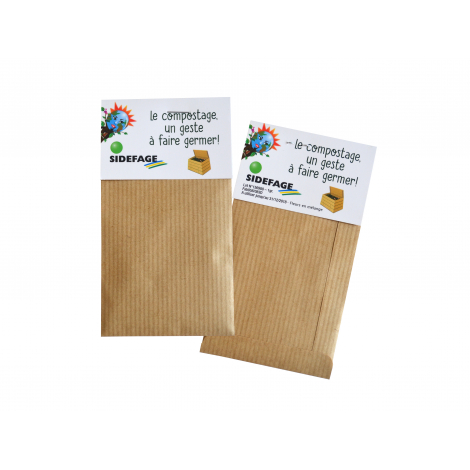 Sachet de graines publicitaire en Kraft brun 70 x 120 mm