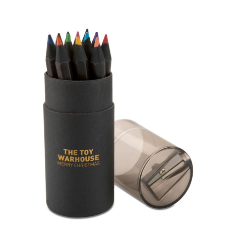 Tube noir 12 crayons de couleur promotionnel - Blocky