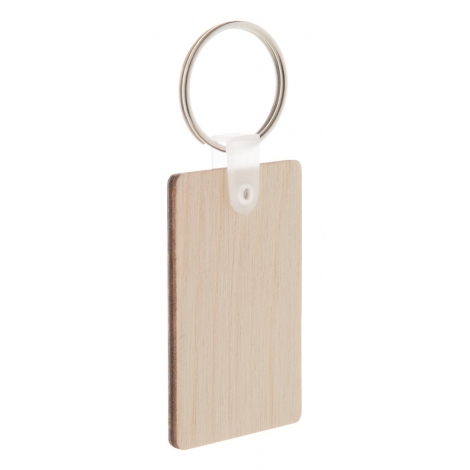 Porte-clés publicitaire rectangulaire en bois - Woody D