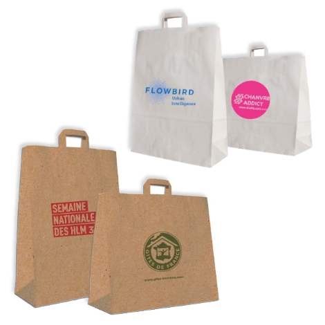 Sac papier kraft personnalisable avec anses plates