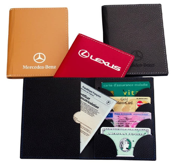 Etuis carte grise publicitaire en cuir recycle etui loto publicit