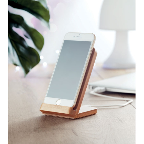 Chargeur publicitaire sans fil bambou - Wire&Stand