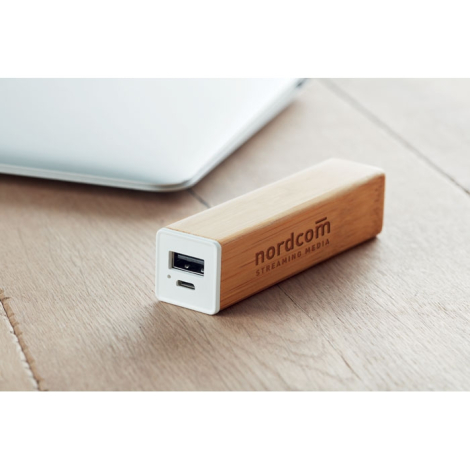 Batterie externe publicitaire en bambou 2200 mAh - Powerbam