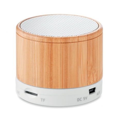 Mini enceinte bambou publicitaire 3W - Round Bamboo