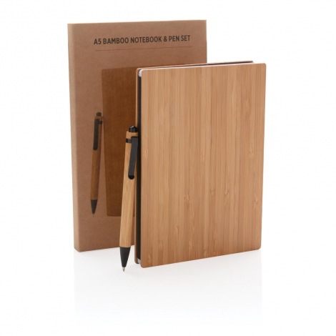 Set carnet A5 et stylo en bambou publicitaire