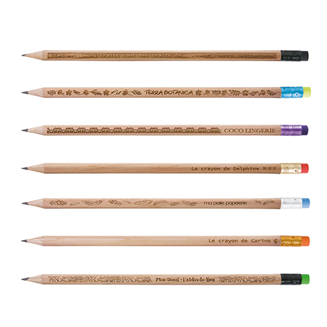 Crayon rond personnalisé gravure - Prestige naturel 17,6 cm