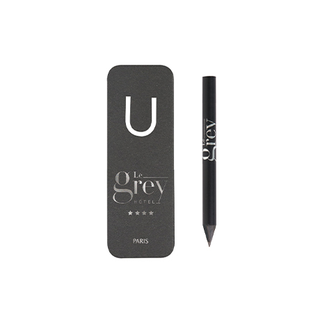 Kit publicitaire marque-page et crayon vernis noir - 8,7 cm