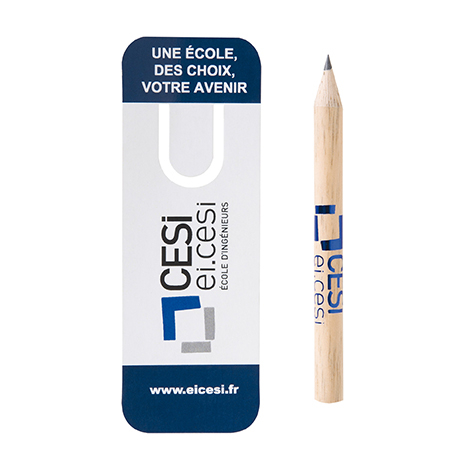 Marque-page publicitaire et crayon vernis incolore - 8,7 cm