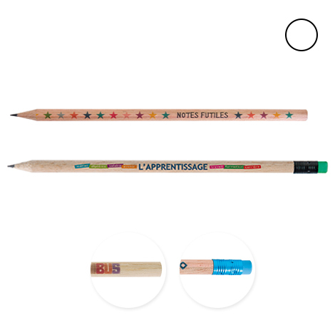 Crayon de bois publicitaire rond sans vernis - Eco 17,6 cm