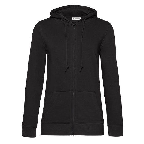 Sweat personnalisé bio zippé à capuche Femme 280 gr