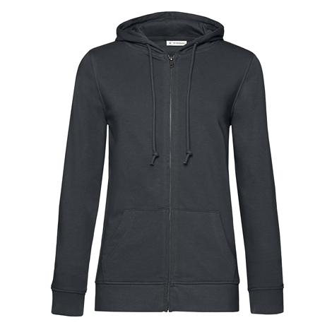 Sweat personnalisé bio zippé à capuche Femme 280 gr