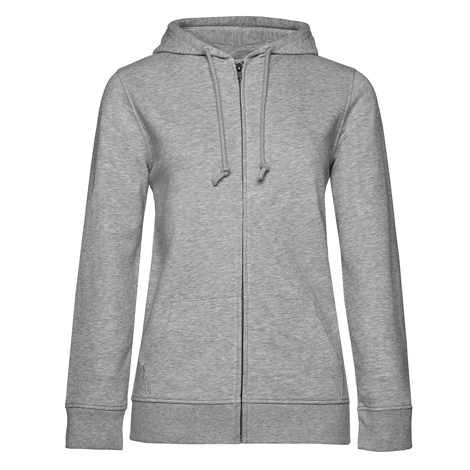 Sweat personnalisé bio zippé à capuche Femme 280 gr