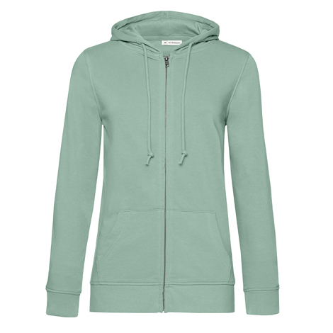 Sweat personnalisé bio zippé à capuche Femme 280 gr