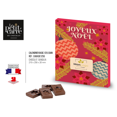 Calendrier de l'Avent de Noël de chocolats sans sucre ajouté