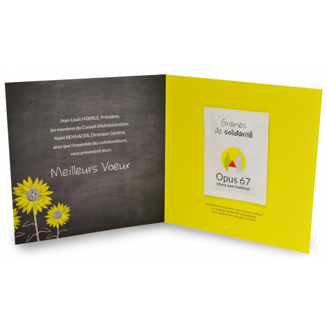 Carte promotionnelle 2 volets avec sachet de graines